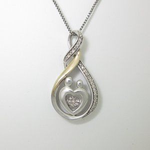 Diamond Mother Child Necklace Natural 20"